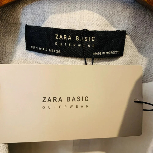 New With Tags Zara Basic Outerwear Women's Coat Snap Gray Size Small Jacket - Picture 7 of 16